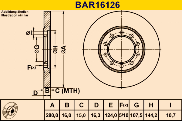 BARUM BAR16126_BAR Hátsó féktárcsa