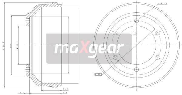 MAXGEAR Fékdob 19-2304_MAXG