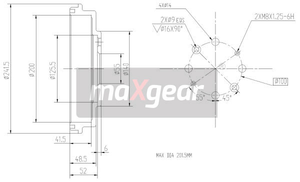 MAXGEAR Fékdob 19-2313_MAXG