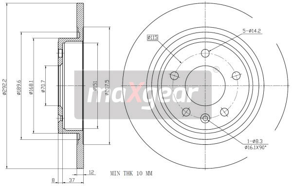 MAXGEAR Hátsó féktárcsa 19-2331MAX_MAXG