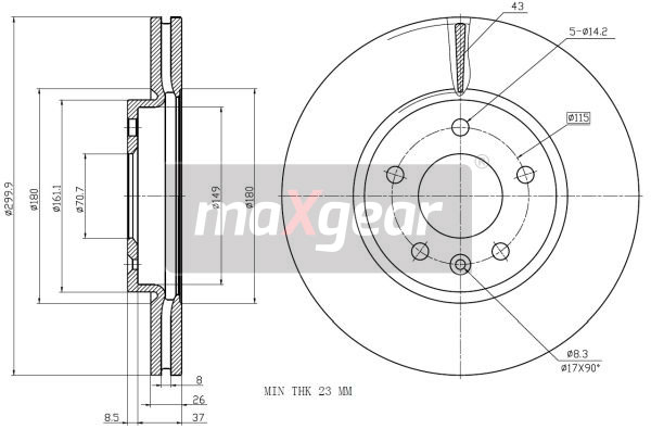 MAXGEAR Első féktárcsa 19-2332MAX_MAXG