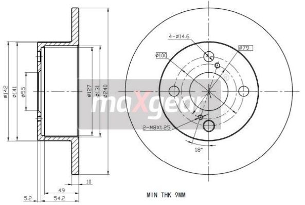 MAXGEAR Hátsó féktárcsa 19-2344_MAXG