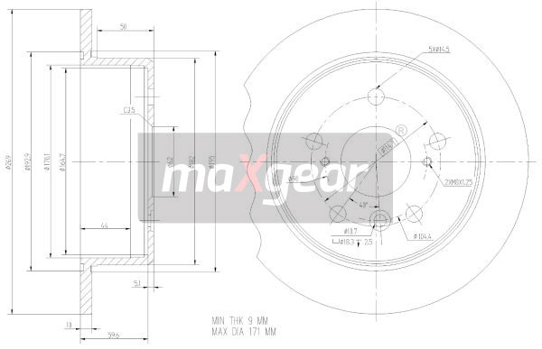 MAXGEAR Hátsó féktárcsa 19-2347_MAXG