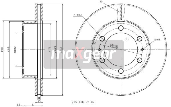 MAXGEAR Első féktárcsa 19-2350_MAXG