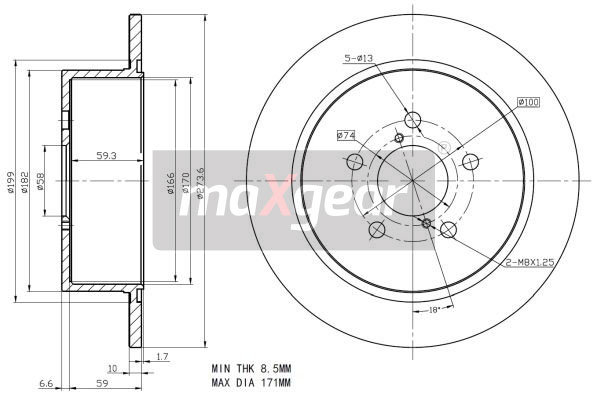 MAXGEAR Hátsó féktárcsa 19-2356_MAXG