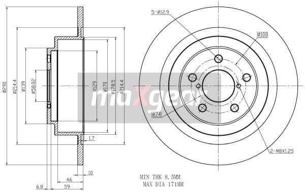 MAXGEAR Hátsó féktárcsa 19-2357_MAXG