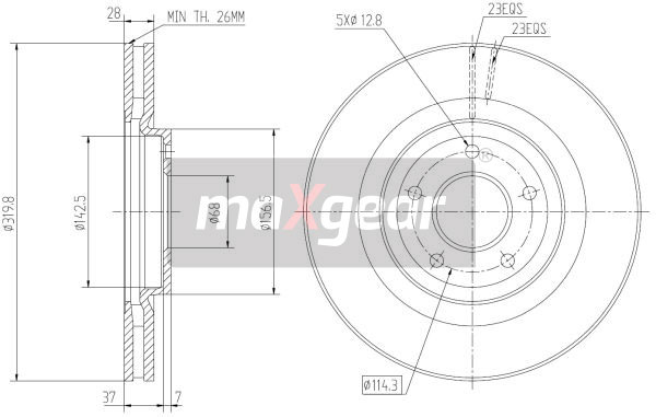 MAXGEAR Első féktárcsa 19-2364MAX_MAXG