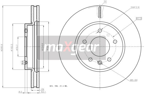 MAXGEAR Első féktárcsa 19-2369MAX_MAXG