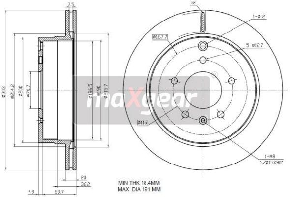 MAXGEAR Hátsó féktárcsa 19-2370_MAXG