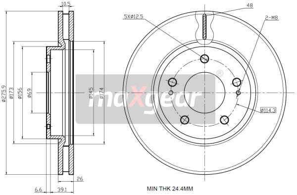 MAXGEAR Első féktárcsa 19-2388_MAXG