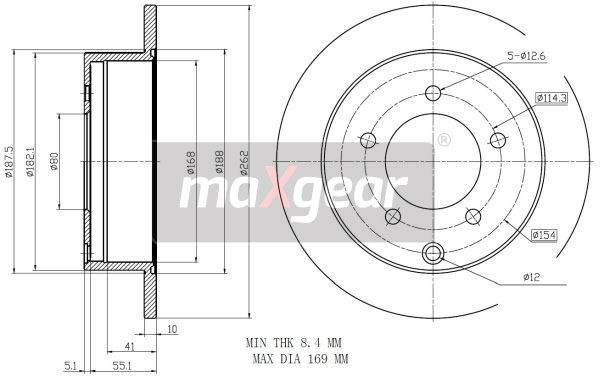 MAXGEAR Hátsó féktárcsa 19-2389_MAXG