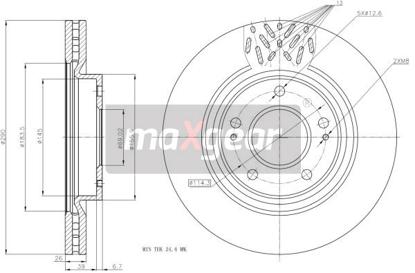 MAXGEAR Első féktárcsa 19-2393_MAXG