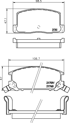 HELLA-PAGID Hátsó fékbetét 8DB355016-741