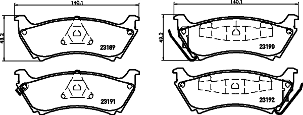 HELLA-PAGID Hátsó fékbetét 8DB355008-671