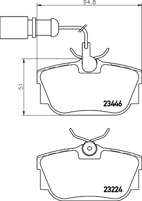 HELLA-PAGID Hátsó fékbetét 8DB355018-571