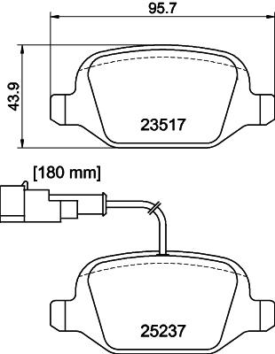 HELLA-PAGID Hátsó fékbetét 8DB355019-961