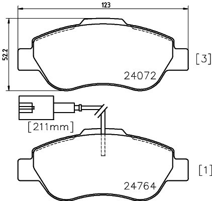 HELLA-PAGID Első fékbetét 8DB355014-471