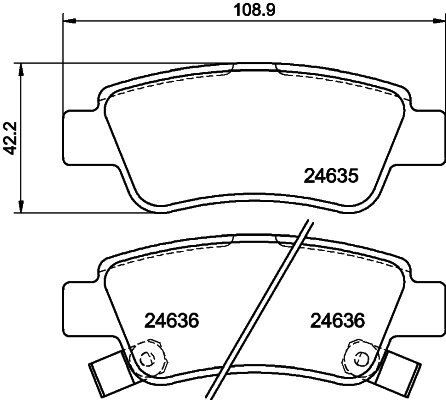 HELLA-PAGID Hátsó fékbetét 8DB355013-591