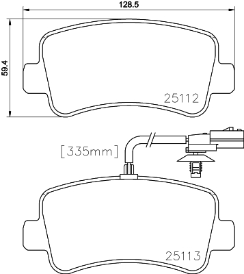 HELLA-PAGID Hátsó fékbetét 8DB355015-301