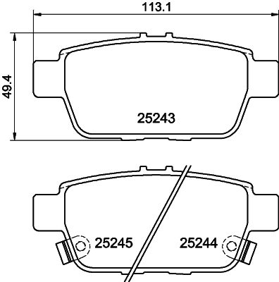 HELLA-PAGID Hátsó fékbetét 8DB355016-091