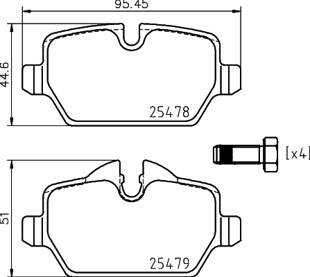 HELLA-PAGID Hátsó fékbetét 8DB355020-111