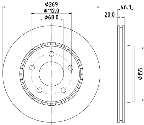 HELLA-PAGID Hátsó féktárcsa 8DD355101-351