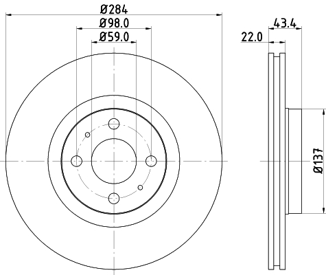 HELLA-PAGID Első féktárcsa 8DD355102-391