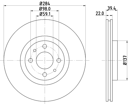 HELLA-PAGID Első féktárcsa 8DD355102-531