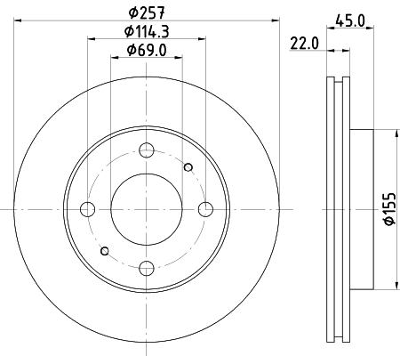 HELLA-PAGID Első féktárcsa 8DD355103-291