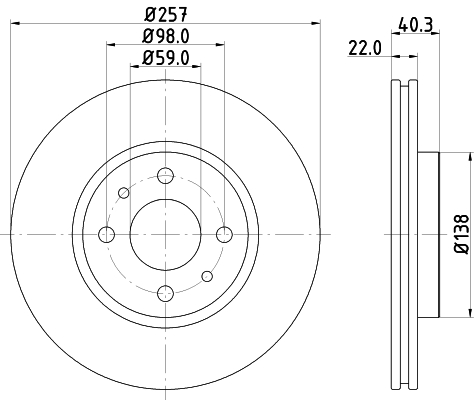 HELLA-PAGID Első féktárcsa 8DD355103-971