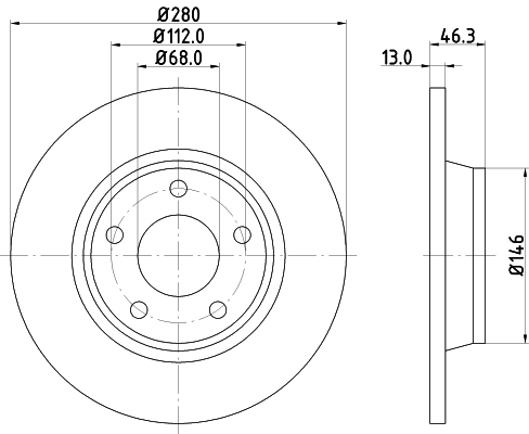 HELLA-PAGID Első féktárcsa 8DD355104-171