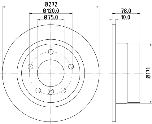 HELLA-PAGID Hátsó féktárcsa 8DD355104-261