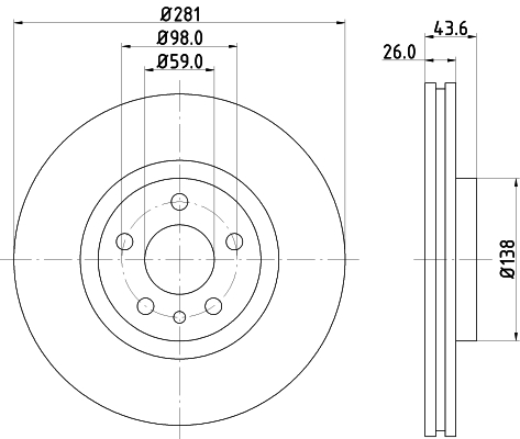 HELLA-PAGID Első féktárcsa 8DD355104-451