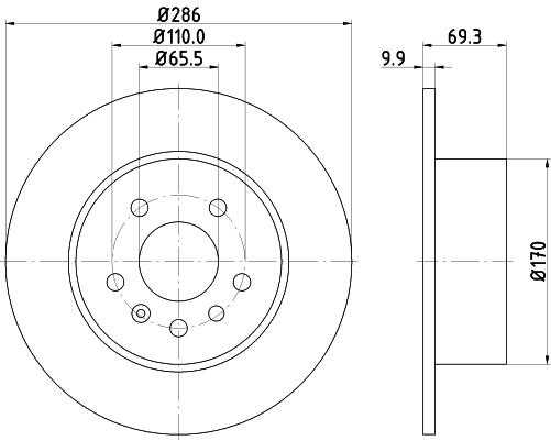 HELLA-PAGID Hátsó féktárcsa 8DD355104-701