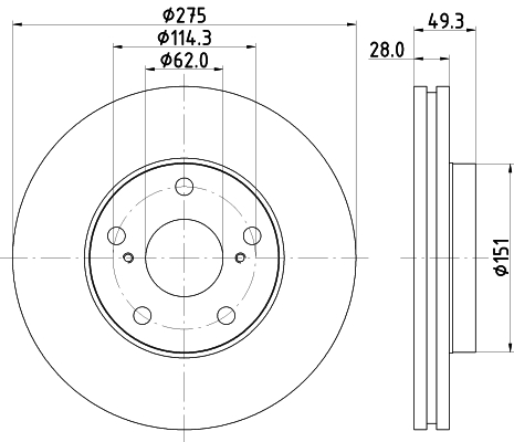 HELLA-PAGID Első féktárcsa 8DD355104-931