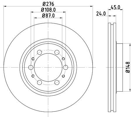 HELLA-PAGID Első féktárcsa 8DD355105-131