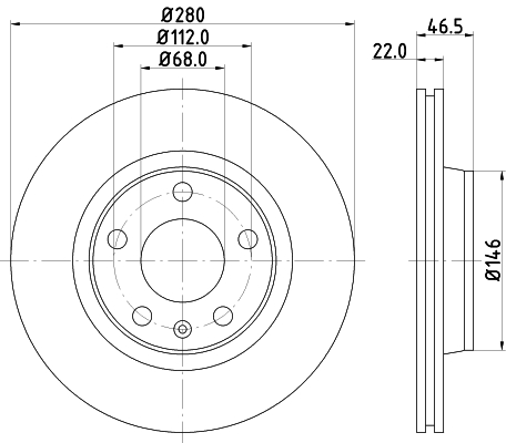 HELLA-PAGID Első féktárcsa 8DD355105-531