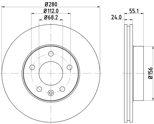 HELLA-PAGID Első féktárcsa 8DD355105-591