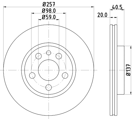 HELLA-PAGID Első féktárcsa 8DD355105-621