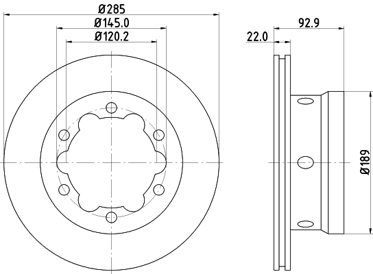 HELLA-PAGID Hátsó féktárcsa 8DD355105-811