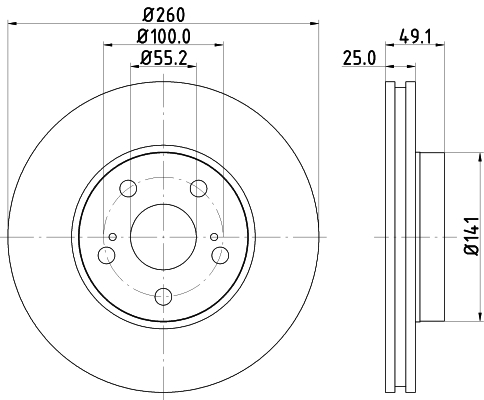 HELLA-PAGID Első féktárcsa 8DD355106-511