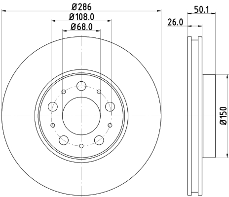 HELLA-PAGID Első féktárcsa 8DD355107-051