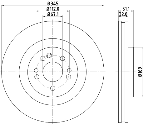 HELLA-PAGID Első féktárcsa 8DD355107-221