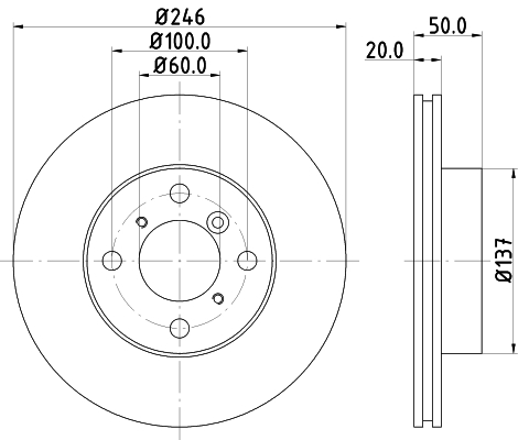 HELLA-PAGID Első féktárcsa 8DD355107-391