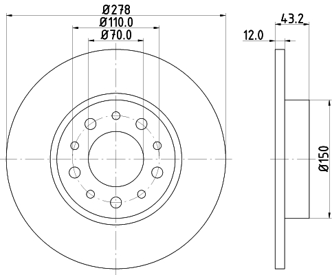 HELLA-PAGID Hátsó féktárcsa 8DD355112-541