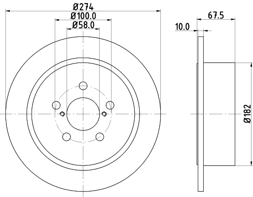 HELLA-PAGID Hátsó féktárcsa 8DD355114-641