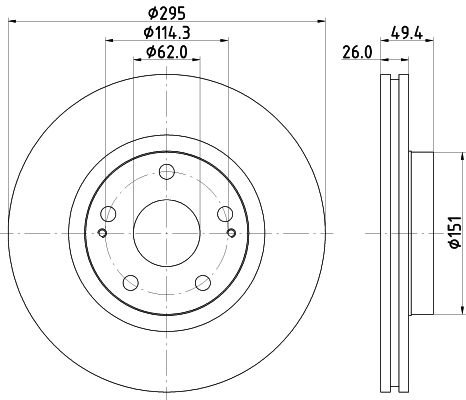 HELLA-PAGID Első féktárcsa 8DD355114-671