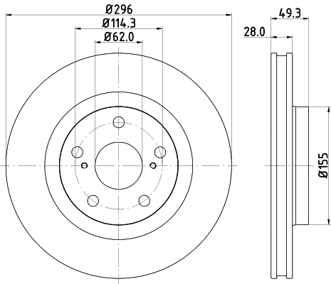 HELLA-PAGID Első féktárcsa 8DD355118-561