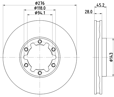 HELLA-PAGID Első féktárcsa 8DD355134-931_HELP