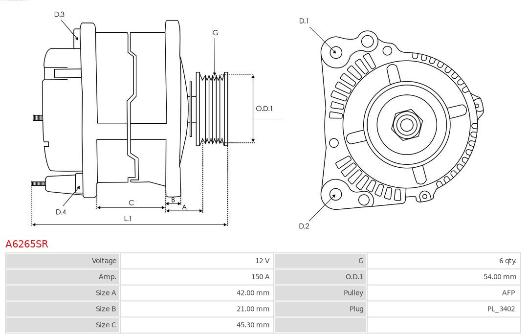 AS-PL Generátor A6265SR_ASPL